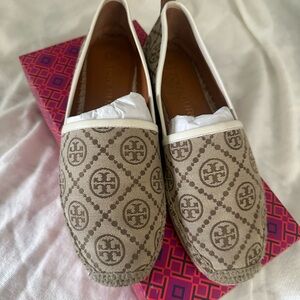 Tory Burch Tan Espadrilles with Geometric Pattern
